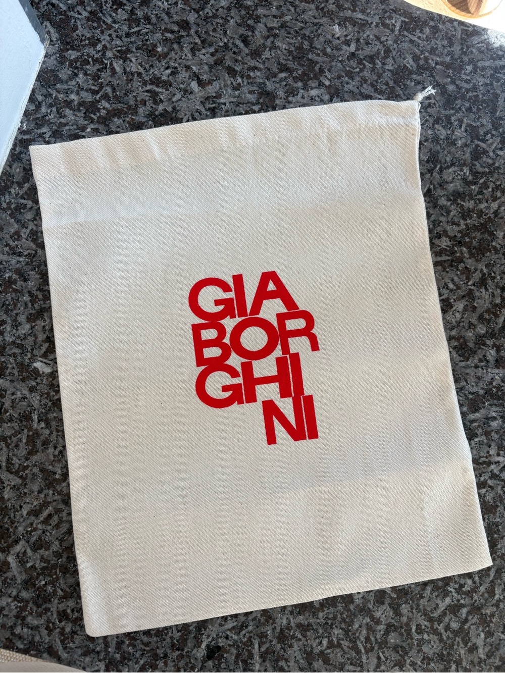 Gia Borghini dust bag new condition 14” x 11.5” red logo linen fabric